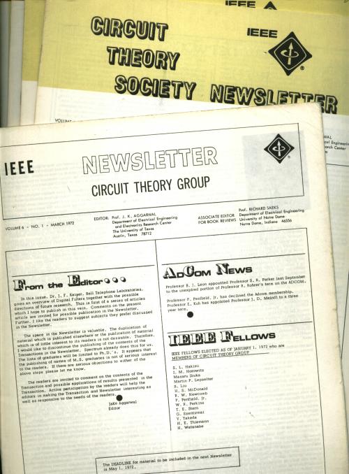 Item #B245 10 individual issues of Circuit Theory Group Newsletter, 1972, 1973; Circuit Theory Society Newsletter; Circuits & Systems Society Newsletter. IEEE Circuit Theory Group.