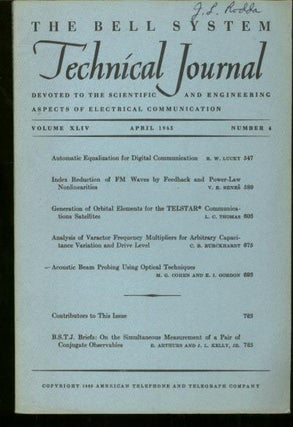 Item #B268 The Bell System Technical Journal vol XLIV, number 4, April 1965. number 4 The Bell...