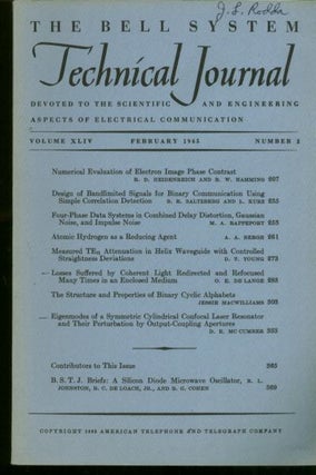 Item #B333 The Bell System Technical Journal, Volume XLIV no. 2, February 1965. Volume XLIV no. 2...