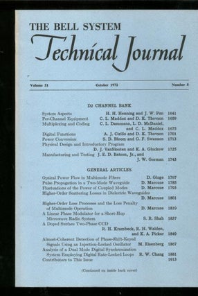 Item #B340 The Bell System Technical Journal volume 51, number 8, October 1972. The Bell System...