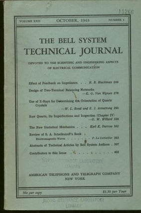Item #B345 The Bell System Technical Journal volume XXII, number 3, October 1943. The Bell System...