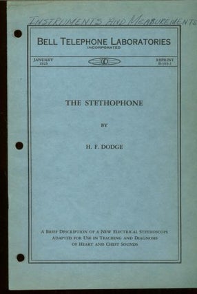 Item #B368 The Stethophone, Bell Telephone Laboratories, monograph reprint B-105-1, January 1925....
