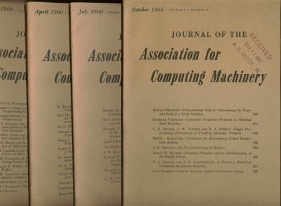 Item #B388 Journal of the Assocation for Computing Machinery, 1960 volume 7 nos. 1 through 4, full year individual issues. ACM.