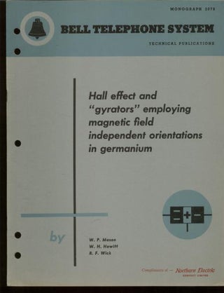 Item #B411 Hall Effect and 'Gyrators' employing Magnetic Field independent Orientations in...