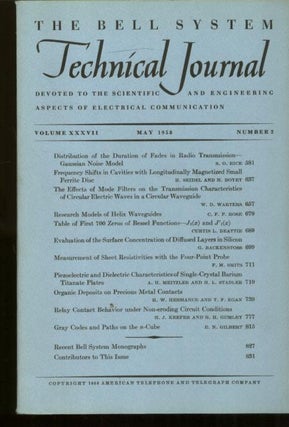 Item #B519 Bell System Technical Journal volume XXXVII Number 3 May 1958 ; vol 37 no 3. AT&T