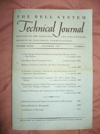 Item #B723 Bell System Technical Journal Volume XXXVI Number 6 November 1957 ; Vol 36 No. 6. Bell...