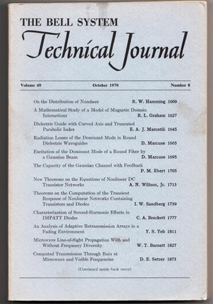 Item #B725 The Bell System Technical Journal, Volume 49 no. 8, October 1970. AT&T BSTJ