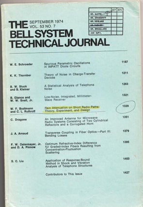 Item #B728 The Bell System Technical Journal vollume 53 no. 7, September 1974. AT&T