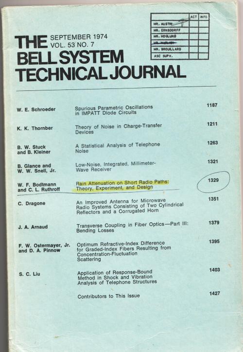 Item #B728 The Bell System Technical Journal vollume 53 no. 7, September 1974. AT&T.