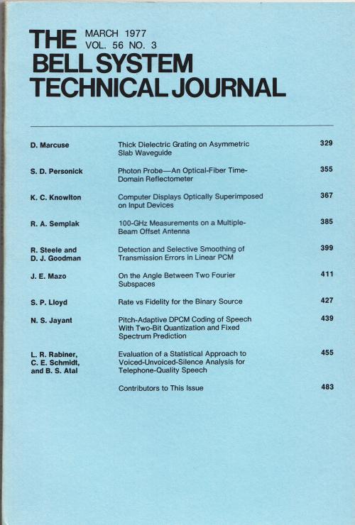 Item #B731 The Bell System Technical Journal vol. 56 no. 3, March 1977. AT&T.