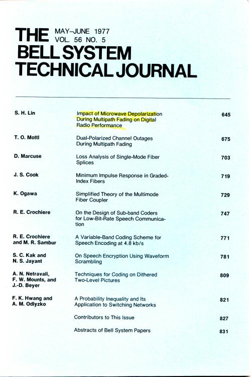 Item #B732 The Bell System Technical Journal vol. 56 no. 5, May-June 1977. AT&T.