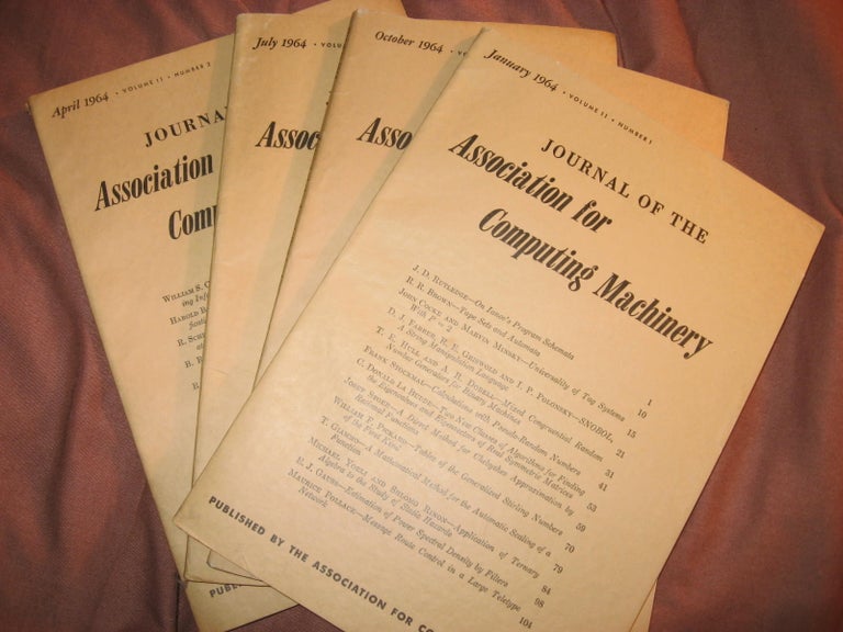 Item #B747 Journal of the Association for Computing Machinery, volume 11 numbers 1-4, individual issues, 1964; January, April, July, October 1964. Assoc. for Computing Machinery ACM 1964.