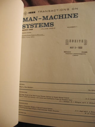 March 1968 through December 1970,INCOMPLETE RUN - bound volume of the Transactions (formerly. IEEE Transactions on Man-Machine Systems.
