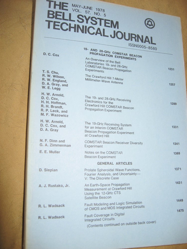 Item #B760 The Bell System Technical Journal vol 57 no. 5, May-June 1978, single issue. AT&T BSTJ.