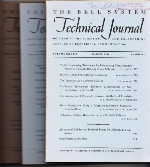 Item #B771 The Bell System Technical Journal 3 individual issues 1954 March, July, September. AT&T BSTJ.