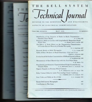 Item #B773 The Bell System Technical Journal volume XXXVII 1958 3 individual issues May, July,...