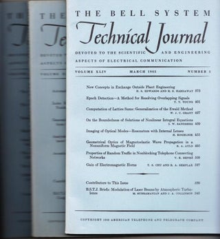 Item #B779 The Bell System Technical Journal 1965 LOT of 3 individual issues Volume XLIV numbers...