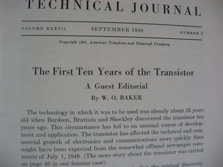 Bell System Technical Journal volume XXXVII Number 5 september 1958; vol 37 no 5