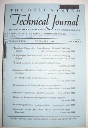 Item #C06196 Bell System Technical Journal Volume XXXVII No 6 November 1958 / Vol 37 no 6. Bell...