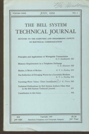 Item #C06211 Memory Requirements in a Telephone Exchange, in, The Bell System Technical Journal...