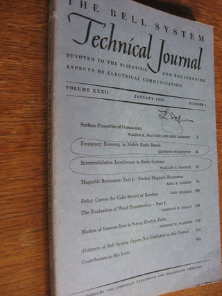 Item #C06214 Surface Properties of Germanium [Walter H Brattain and John Bardeen], in, The Bell...