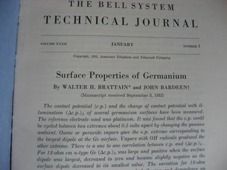 Surface Properties of Germanium [Walter H Brattain and John Bardeen], in, The Bell System Technical Journal volume XXXII number 1 January 1953 individual issue