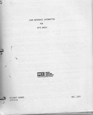 Item #C3114 ISAM Reference Information for MITS BASIC / Pertec Computer Corporation 1979...