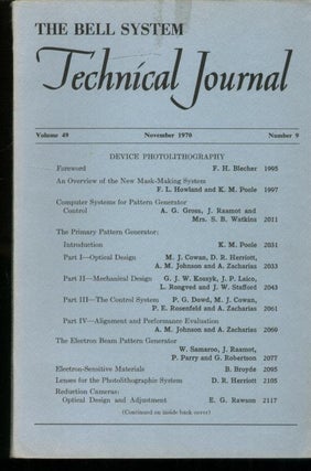 Item #C3200 The Bell System Technical Journal volume 49 number 9, November 1970; individual...