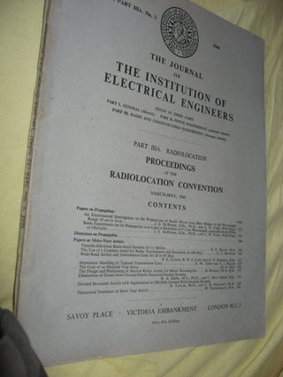 Item #C4031 Proceedings at the Radiolocation Convention March-May 1946; Vol. 93 part IIIA. No. 3...