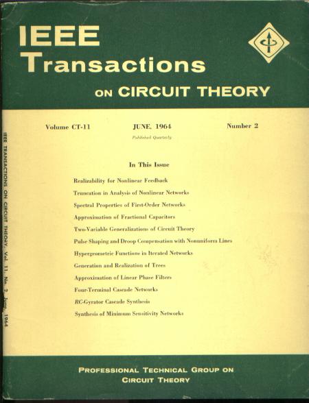 Item #C810915 IEEE Transactions on circuit theory IRE June 1964 vol CT-11 no 2. IEEE Transactions on circuit theory IRE June 1964 vol CT-11 no 2.