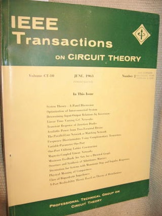 Item #C810940 IEEE Transactions on Circuit Theory volume CT-10 Number 2 - June, 1963. IEEE...