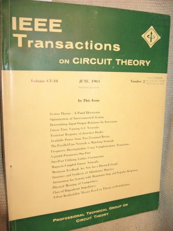 Item #C810940 IEEE Transactions on Circuit Theory volume CT-10 Number 2 - June, 1963. IEEE Transactions on Circuit Theory / IRE.