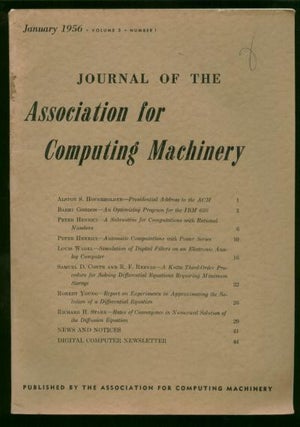 Item #C811021 Journal of the Association for Computing Machinery, January 1956, volume 3 number...