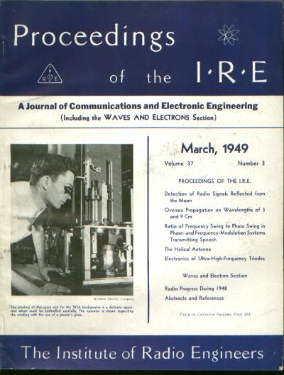 Item #C811023 Proceedings of the IRE volume 37 number 3, March 1949. I. R. E. Institute of Radio Engineers.