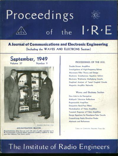 Item #C811028 Proceedings of the IRE volume 37 number 9, September 1949. Institute of Radio Engineers.