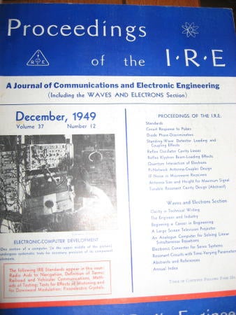 Item #C811031 Proceedings of the IRE volume 37 number 12, December 1949. I. R. E. Institute of Radio Engineers.