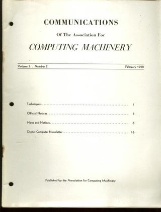 Item #C811059 volume 1 number 2, February 1958, Communications of the Association for Computing...