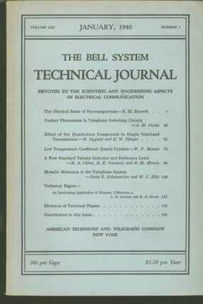 Item #C811065 The Bell System Technical Journal volume IX no. 1 January 1940, includes H Nyquist...