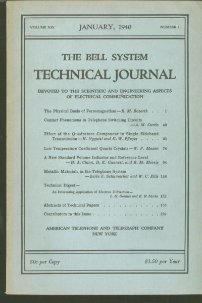 Item #C811065 The Bell System Technical Journal volume IX no. 1 January 1940, includes H Nyquist and K W Pfleger, Effect of the Quadrature Component in Single Sideband Transmission. Nyquist, Bell System Technical Journal volume IX no. 1 January 1940.