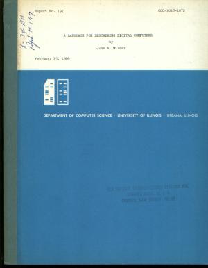 Item #M500 A language for describing digital computers. John A. Wilber