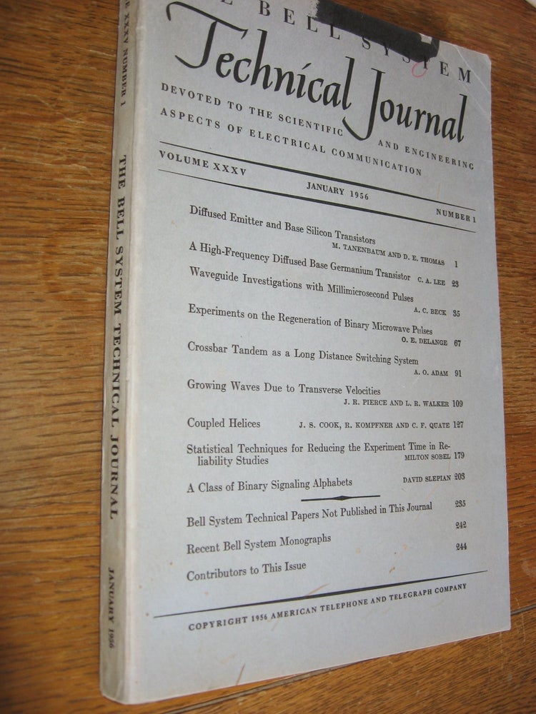 Item #M586 Bell System Technical Journal volume XXXV, number 1, January 1956; volume 30 no. 1. Bell System Technical Journal.