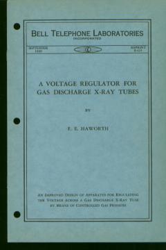Item #M597 A Voltage Regulator for Gas Discharge X-Ray Tubes, in, Bell Telephone Laboratories...