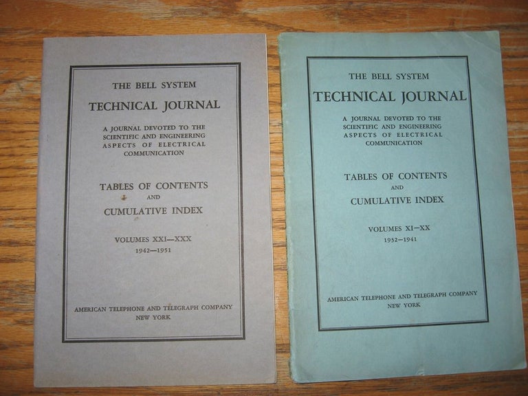 Item #M670 Bell System Technical Journal, Tables of Contents and Cumulative Index, volumes XI-XX, 1932-1941; AND, volumes XXI XXX, 1942 - 1951. Bell System Technical Journal BSTJ.