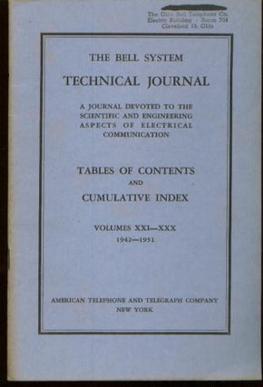 Item #M700 Bell System Technical Journal, Tables of Contents and Cumulative Index, volumes XXI ...