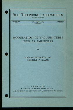 Item #M752 Modulation in Vacuum Tubes used as Amplifiers, Bell Telephone Laboratories Monograph...