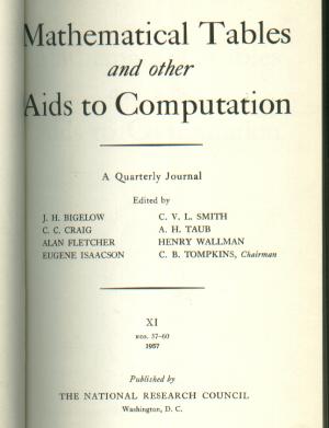 Item #M776 Mathematical Tables and other Aids to Computation, volume XI nos. 57-60, 1957,...