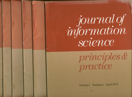 Item #M955 Journal of Information Science - principles & practice; first 6 issues, Volume 1 number 1 April 1979 through Volume 1 number 6 March 1980, inclusive. Journal of Information Science.