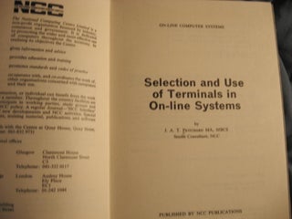 Item #R149 Selection and Use of Terminals in On-Line Systems. J. Pritchard