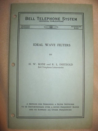 Item #R180 Ideal Wave Filters, Bell Telephone System technical publications, Monograph B-856, no...