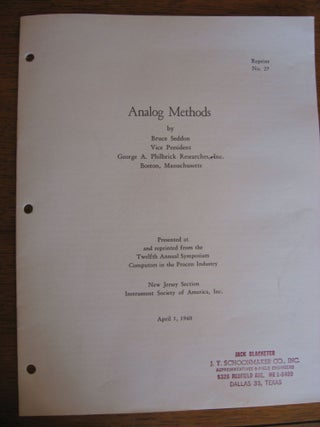 Item #R250 Analog Methods - reprint no. 27, Presented at and reprinted from the Twelfth Annual...